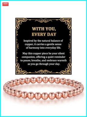 Pure Copper Beaded Stretch Bracelet Minimalist Unisex Gift